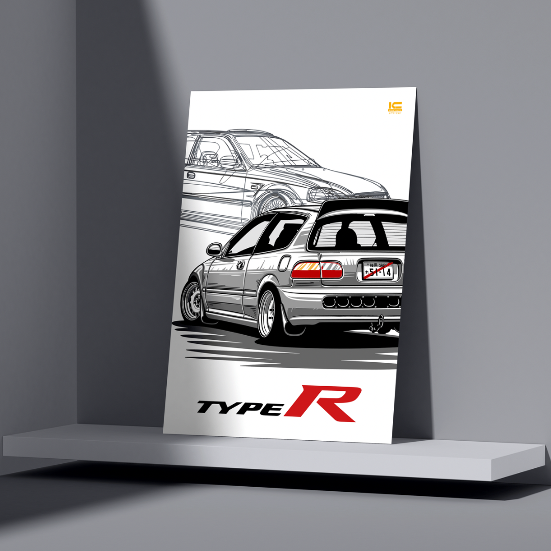 Exclusive Honda Civic 99 Type R Poster | Authentic JDM Car Art