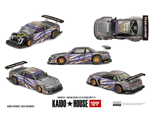 (Preorder) Kaido House x Mini GT Nissan Silvia S13-R Kaido Drift V1 Greddy – Gunmetal Gray (FREE SHIPPING)