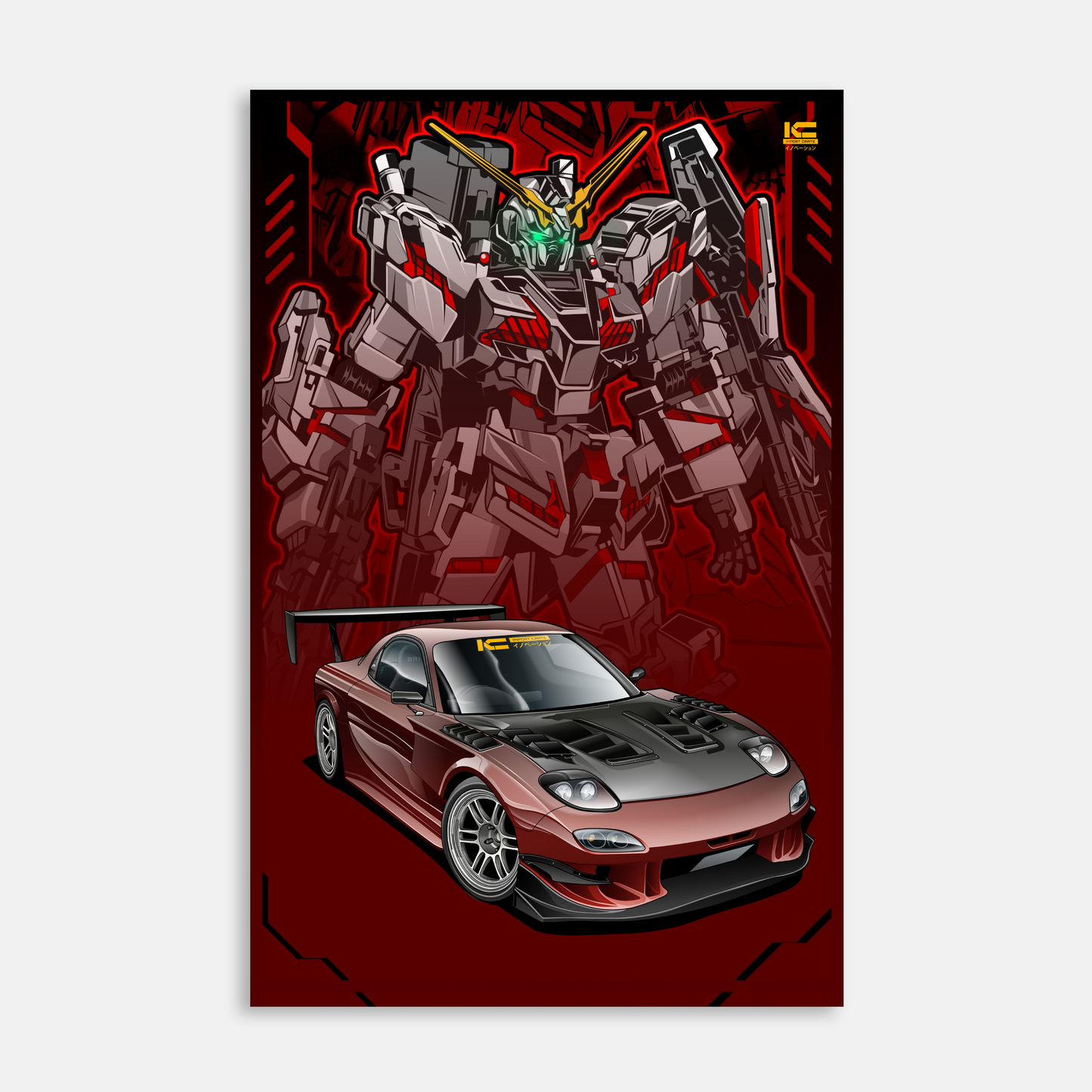 RX-7 Gundam Framed Art Poster - Itasha Series
