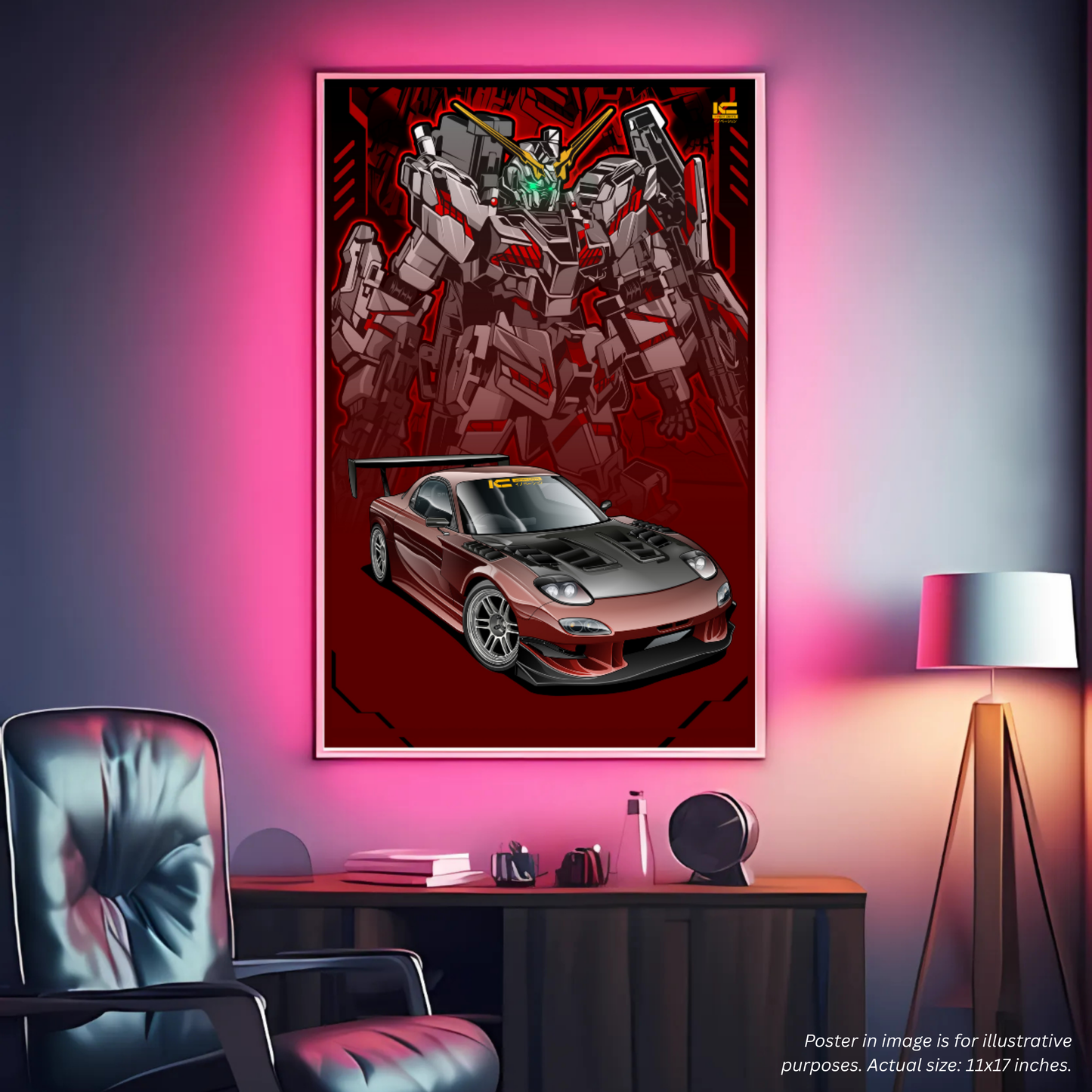 RX-7 Gundam Framed Art Poster - Itasha Series