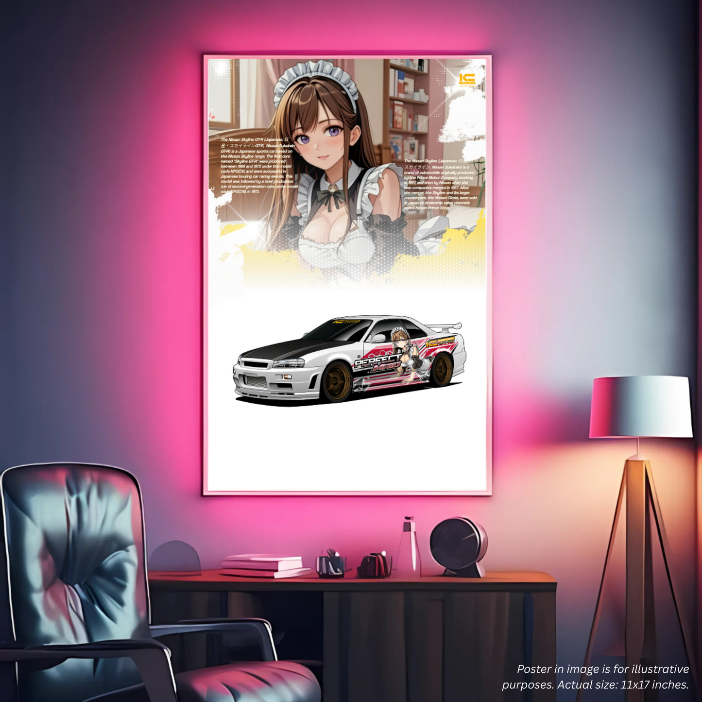 R34 Perfect Maid Framed Art Poster - Itasha Series