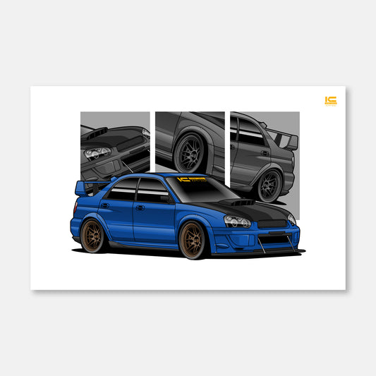 WRX STI -Blob-Eye (Blue) Street Racer Art Print - Kansei Street