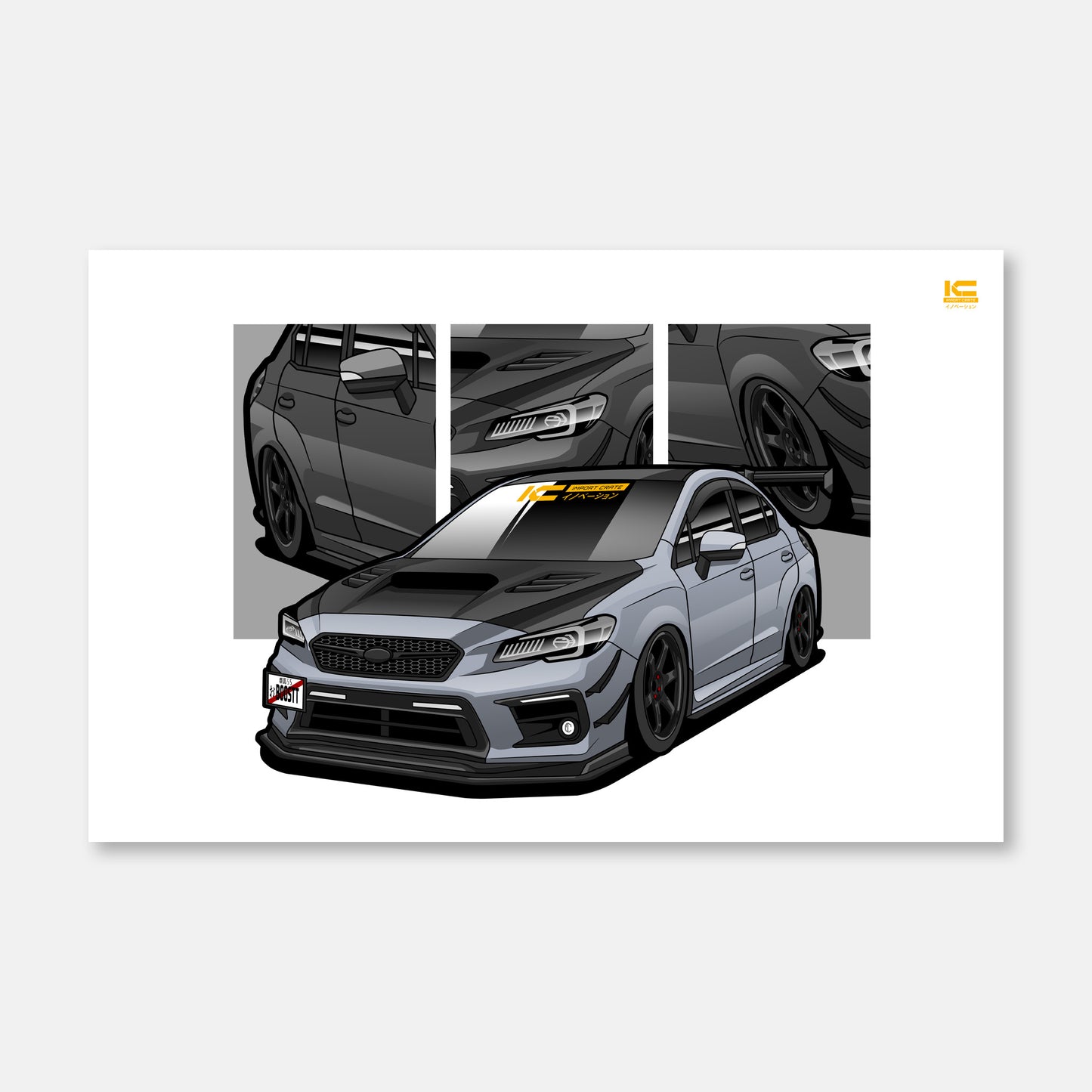 WRX STI (Ice Silver Metallic) Street Racer Art Print - Kansei Street