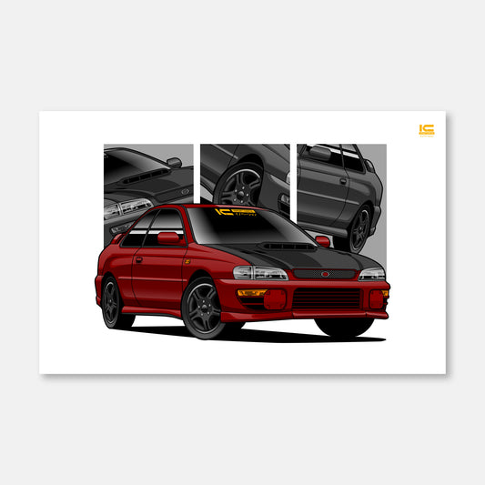 WRX STI -Mean-Eye (Red) Street Racer Art Print - Kansei Street