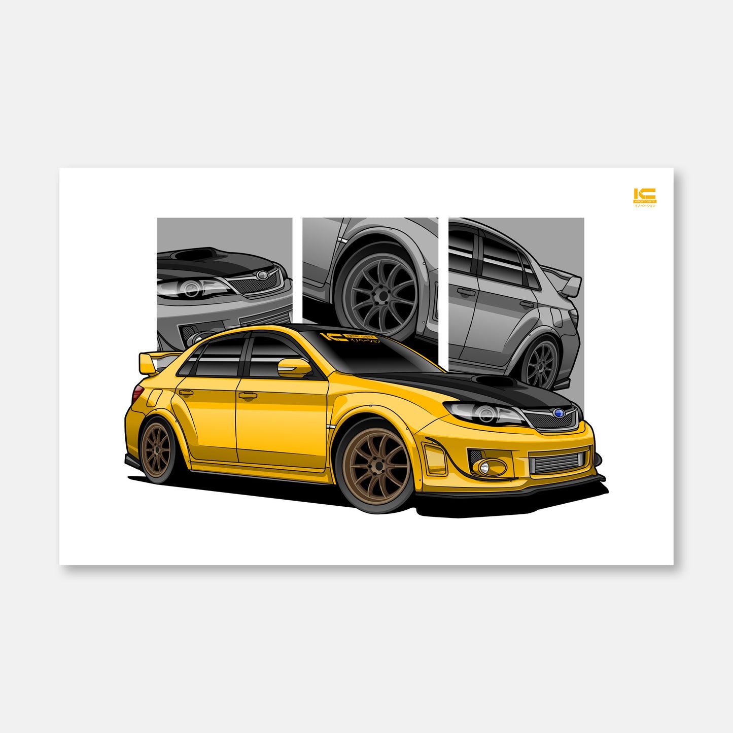 WRX STI - Stink Eye (Yellow) Street Racer Art Print - Kansei Street