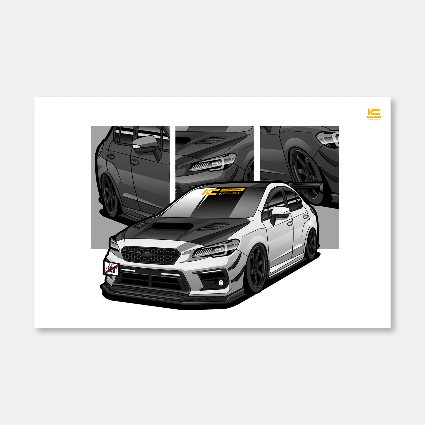 WRX STI (Crystal White Pearl) Street Racer Poster - Kansei Street