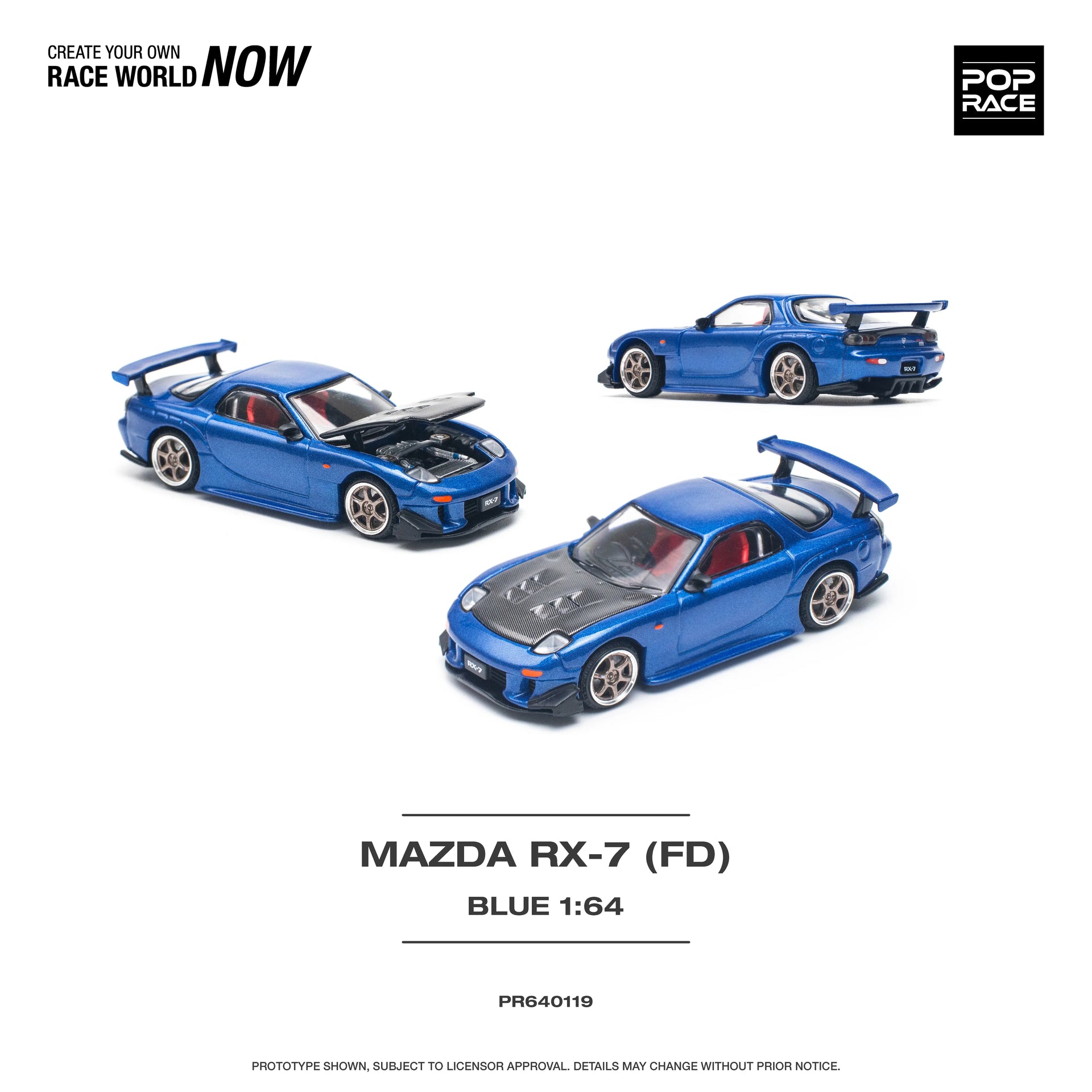 Kyosho Mazda RX-7 FD3S メタリックブルー 1/27 Mazda RX-7 FD3-S Re-Amemiya Widebody Metallic Blue Pop Race