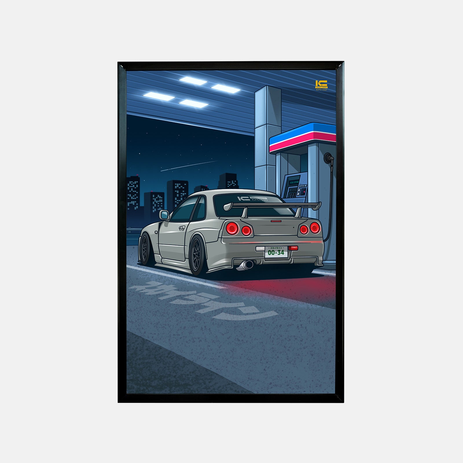 Nissan GT-R R34 JDM Car Poster - Refuel Zone | Ikigai Collective