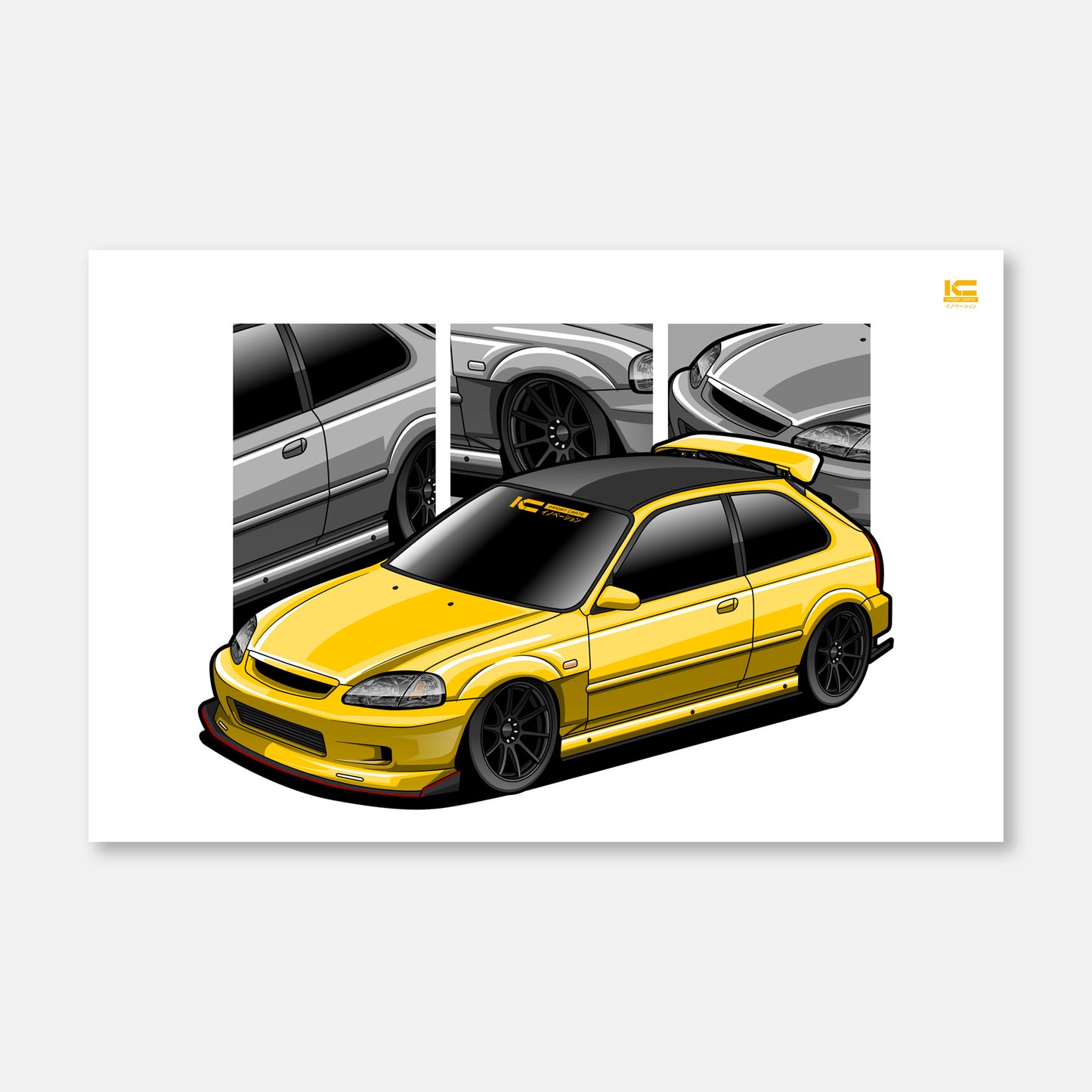 Civic EK Street Racer Art Print - Kansei Street