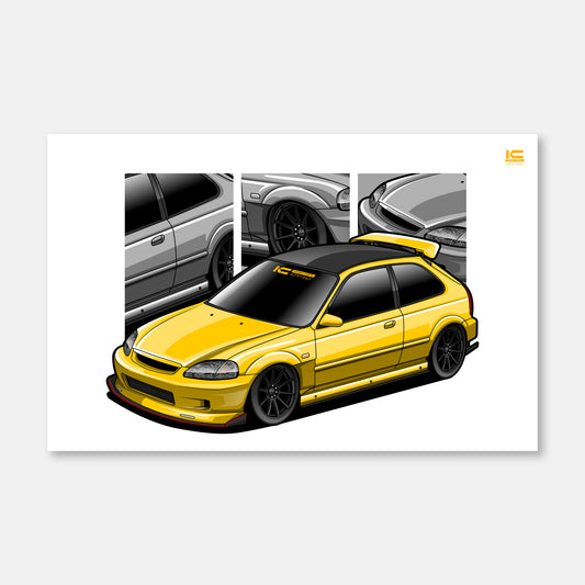 Civic EK Street Racer Art Print - Kansei Street