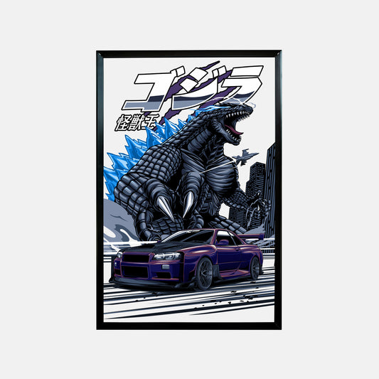 Midnight R34 Godzilla Art Print - Ikigai Collective