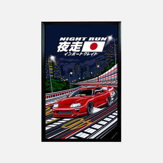 Toyota Supra MK4 JDM Car Poster - Night Run | Ikigai Collective