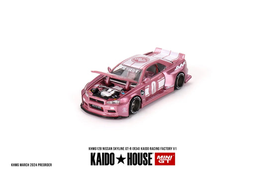 Nissan Skyline GT-R (R34) Kaido Racing Factory V1 - Pink Kaido House x Mini GT